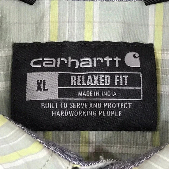 CARHARTT Rugged Flex Relaxed Fit Short Sleeve Button Shirt Mens XL Plaid Cotton - Picture 3 of 9